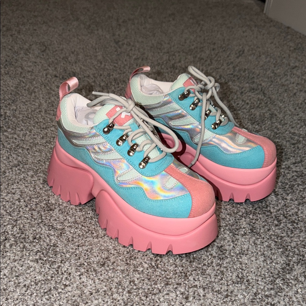 Koi Pink and Blue Platform Sneakers